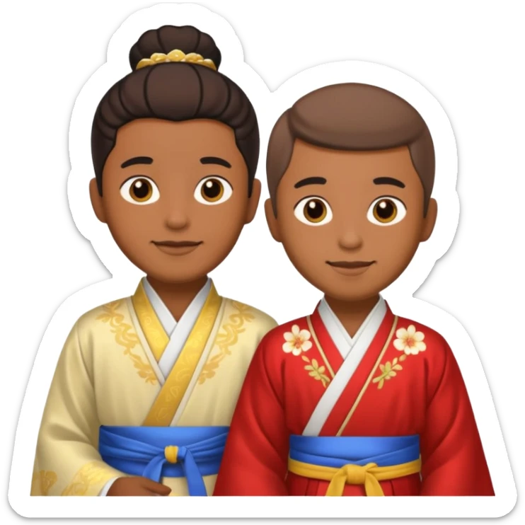 gay happy brown skin couple in hanfu sticker