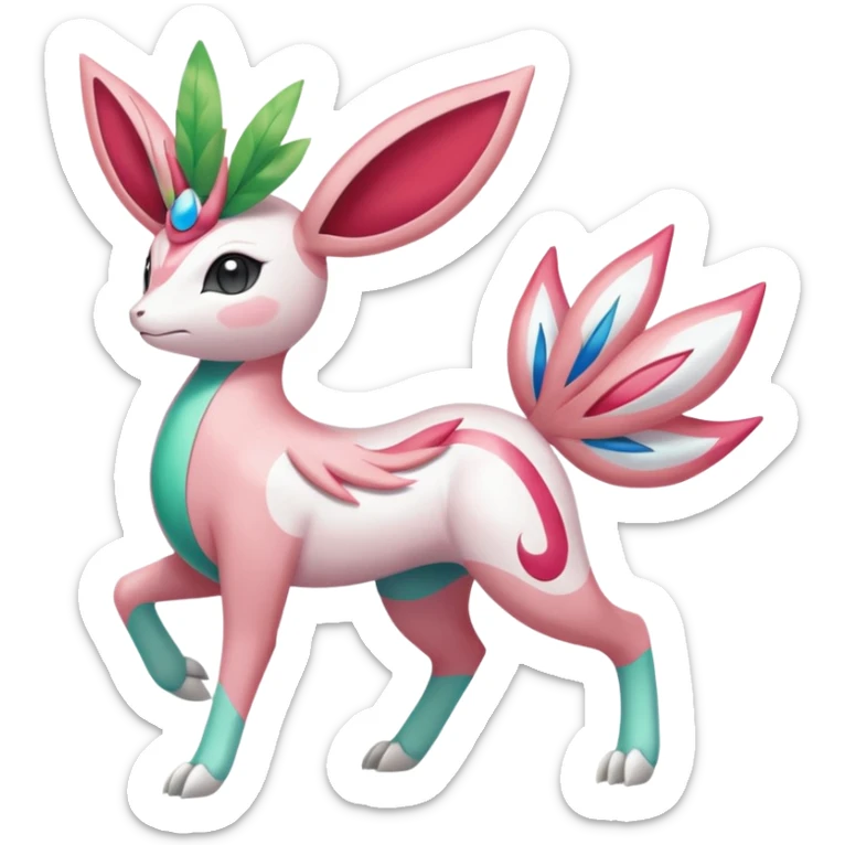 Shaymin-Sylveon-Meloetta-Cresselia-Milotic-Pokémon-Fakémon-fusion, full body sticker