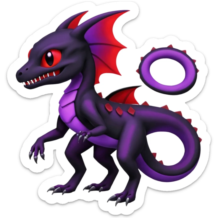 Dark Edgy Salandit-Duskull-Umbreon-Fakémon-hybrid-creature (full body)  sticker