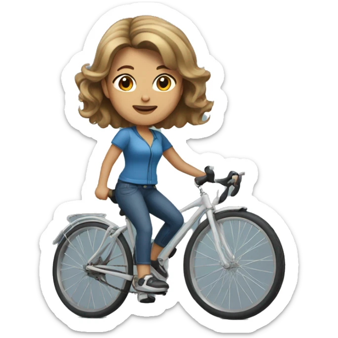 women with brown hair and blond highlights on a bike  sticker