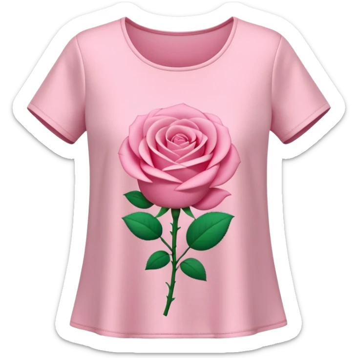 A 3D cartoon rose-pink women’s top with short sleeves, soft fabric texture, gentle lighting, isolated on plain background. plain top. sticker