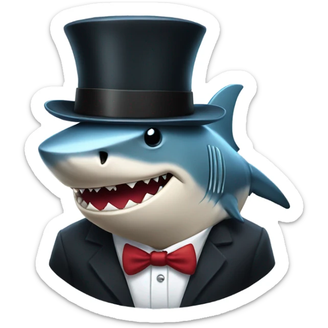 Shark with a top hat sticker