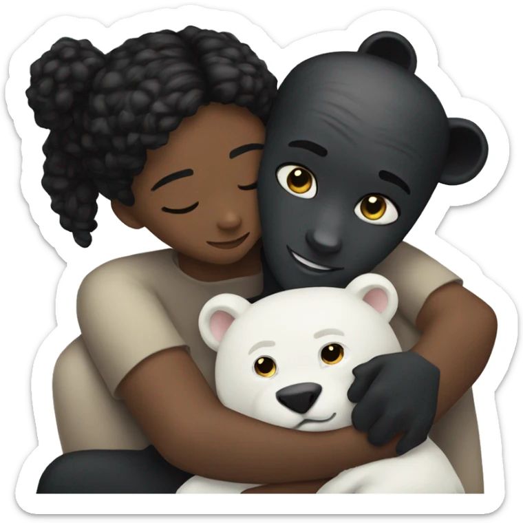 A male black panther hug a white bear female couple  sticker