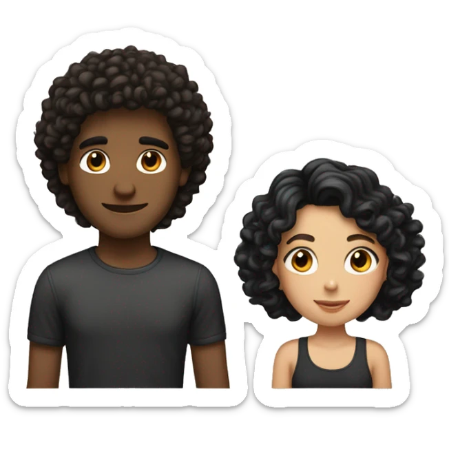 Guy whit straight brown hair and girl whit curly black hair sticker