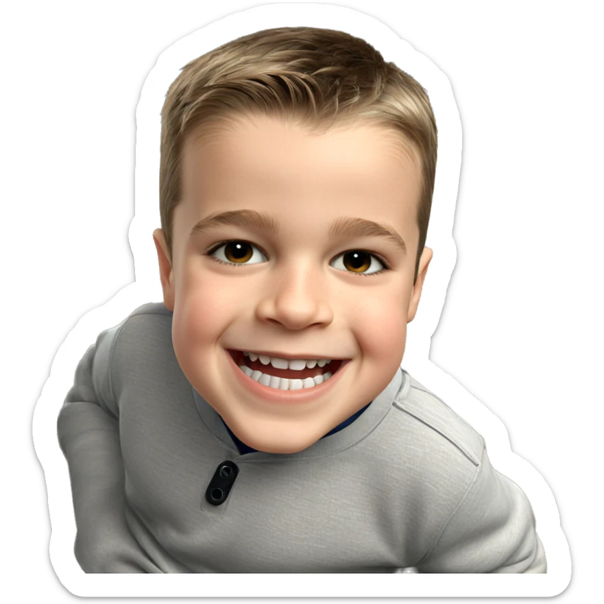 smiling boy in a chair sticker