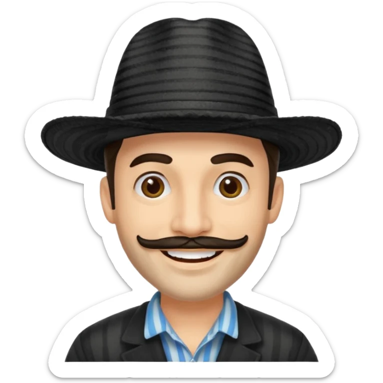 A happy fair skinned Colombian man with some facial hair wearing a black stripped Colombian hat  sticker