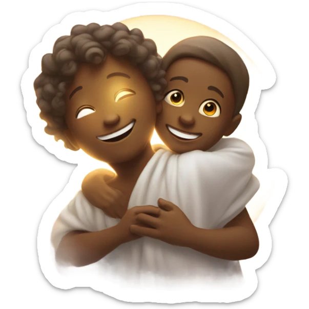 A kid hugging God sticker