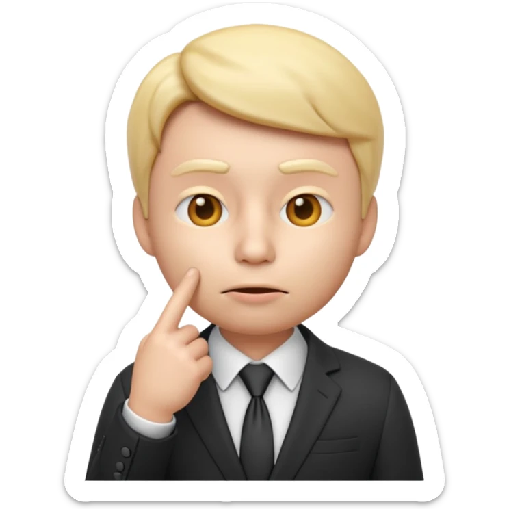 3D render of a shushing face emoji 🤫 dressed in a business suit, holding a finger to its lips. representing deceptive corporate marketing compliance. Studio lighting, cinematic realism, subtle irony, professional color grading sticker