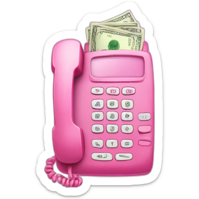 pink phone money sticker