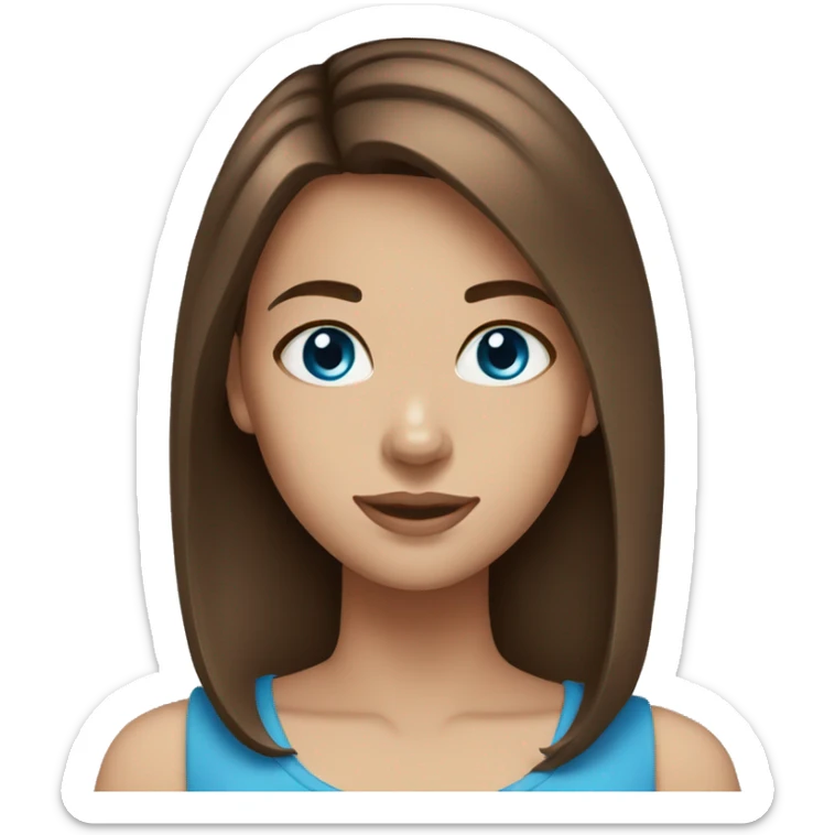 girl brown hair blue eyes sticker