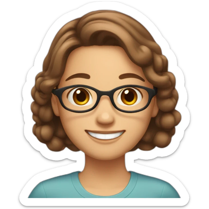 Brown Shoulderlength hair-gril-Dress for school-Show your teeth when you smile - Oval face sticker