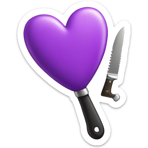 Make me an emoji that’s a purple heart with a pink knife in it that has a bow sticker