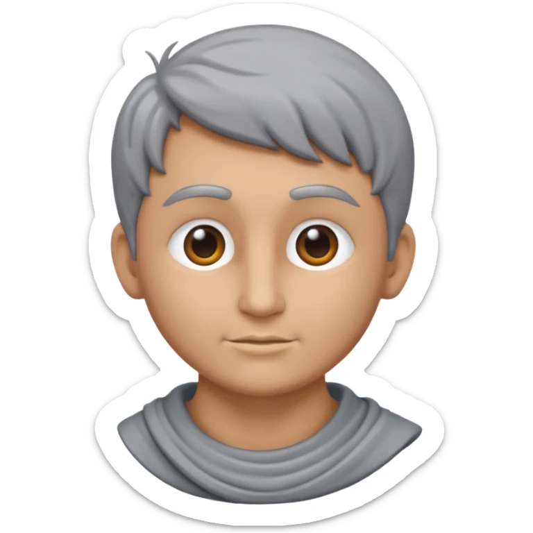 Dios griego estilo estatua de color gris, de perfil mirando con una lupa de sticker