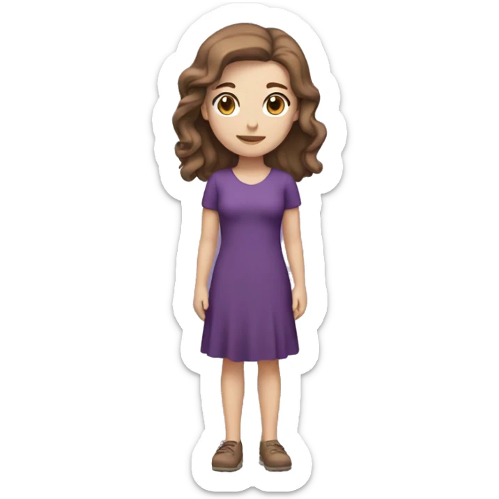 White girl with brown hair purple dress full body sticker