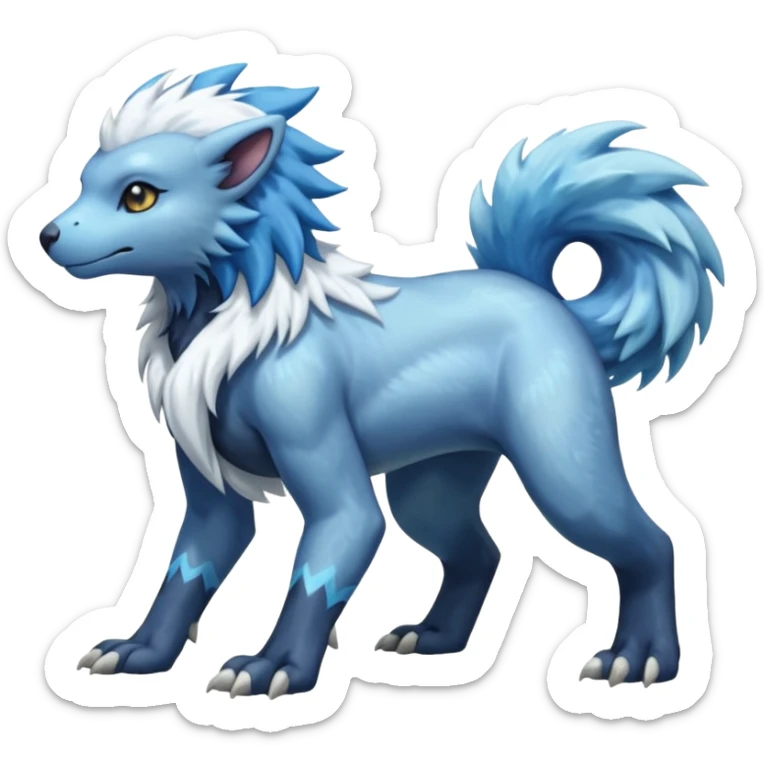 Icy scarf-covered glacial glistening glossy smooth soft flaky scaly furry hyper-realistic boreal Manectric-Absol-Luxray-Pyroar-Fakémon-fusion-animal-creature, full body  sticker