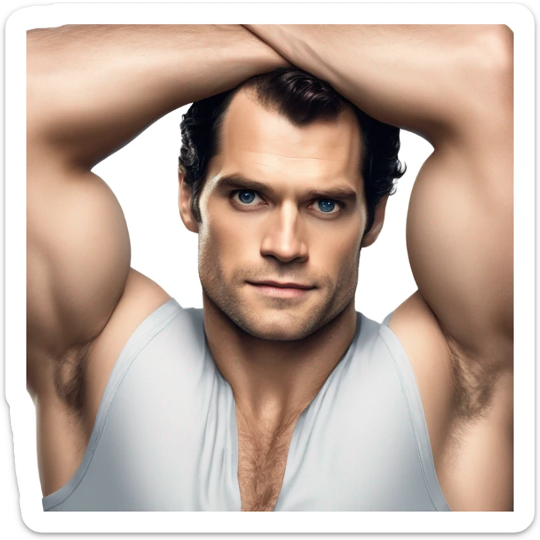 Henry Cavill's glistening upper body and natural underarm allure. sticker