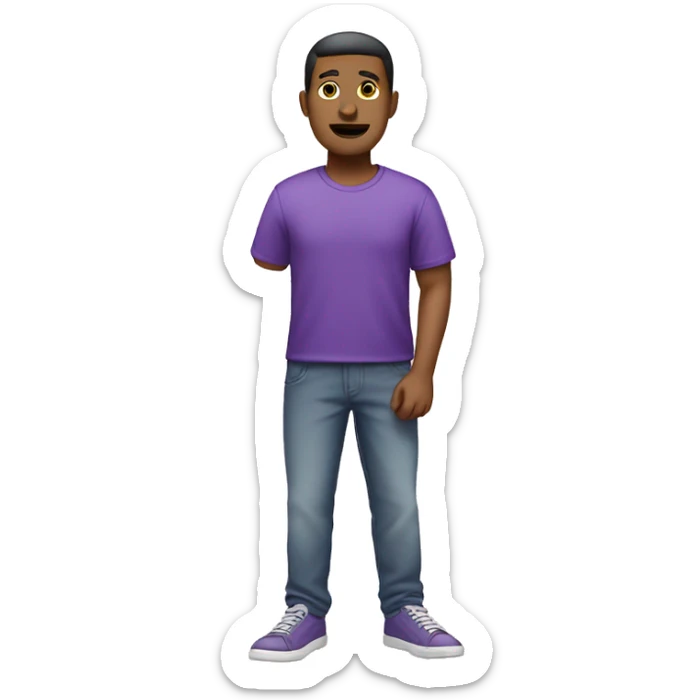 Standing man emoji but he’s wearing a purple shirt and some sneakers sticker