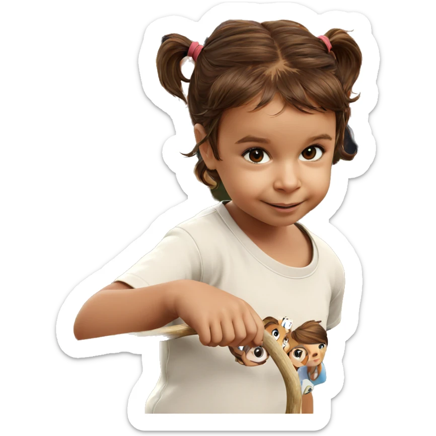 brown haired girl in nature sticker