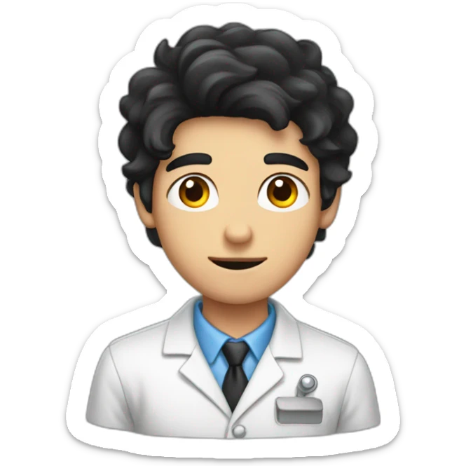 chemistry boy with black hair and his instumants on his hand sticker