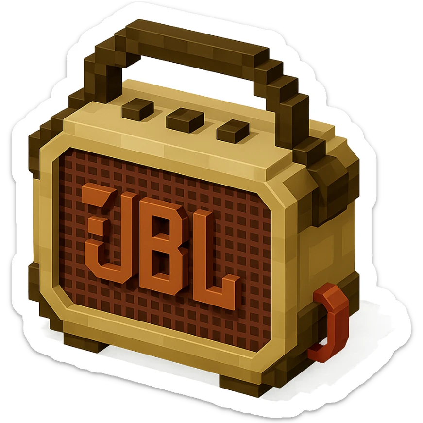 military-themed portable JBL speaker with desert sand and brown colors sticker