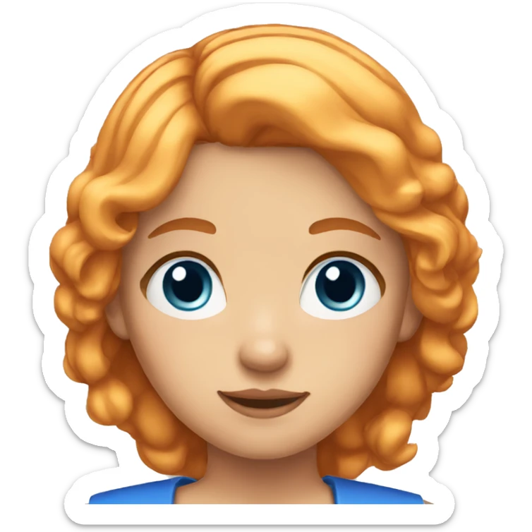 Girl with red blonde hair and blue eyes shoulder shrug sticker