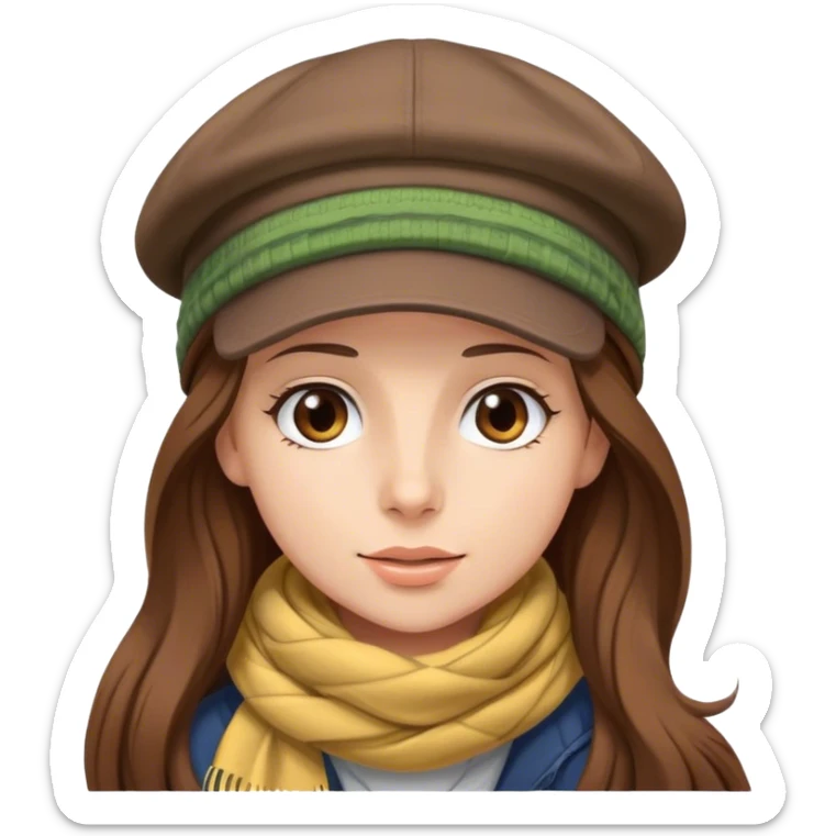 Girl with long hair wearing a cap and a scarf over it listening to keinemusik sticker