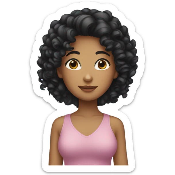 girl with curly black hair sticker