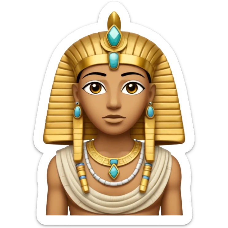 Mummy Pharaoh: Bandaged body with golden headdress and jeweled amulet.
 sticker