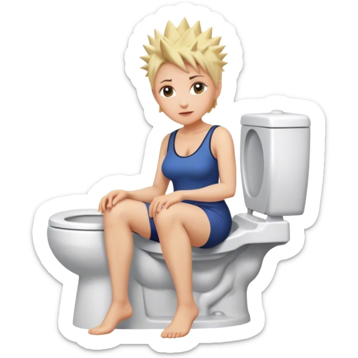 Short Blonde spikey mature woman sat on the toilet sticker