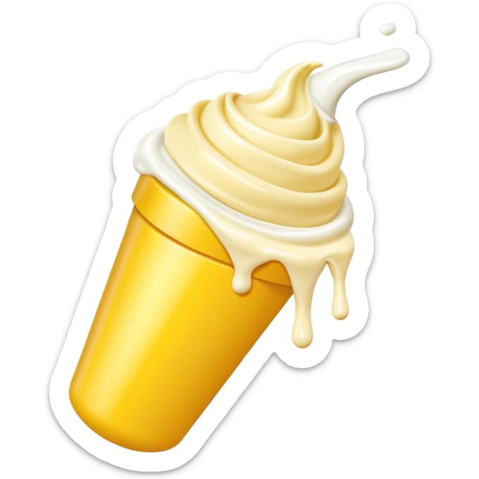 Yellow tube of cream or ointment with cream coming out of the opening sticker