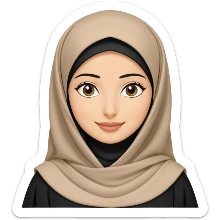 Saudi woman wearing black hijab and traditional abaya, gentle smile sticker