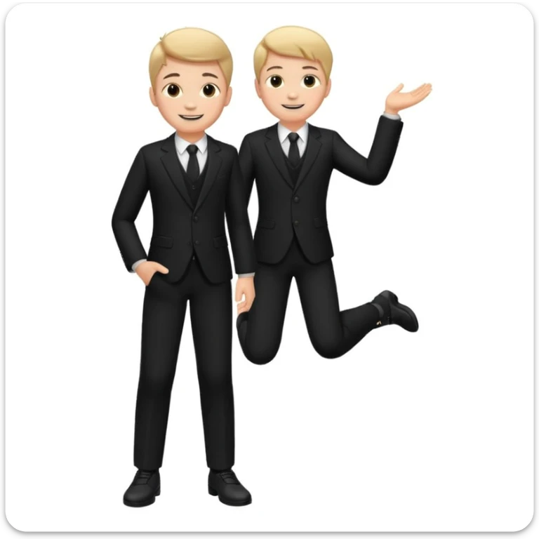 Maktab yonida kulib turgan qora kostyum shim kiygan bola rasmini chiqarib ber sticker