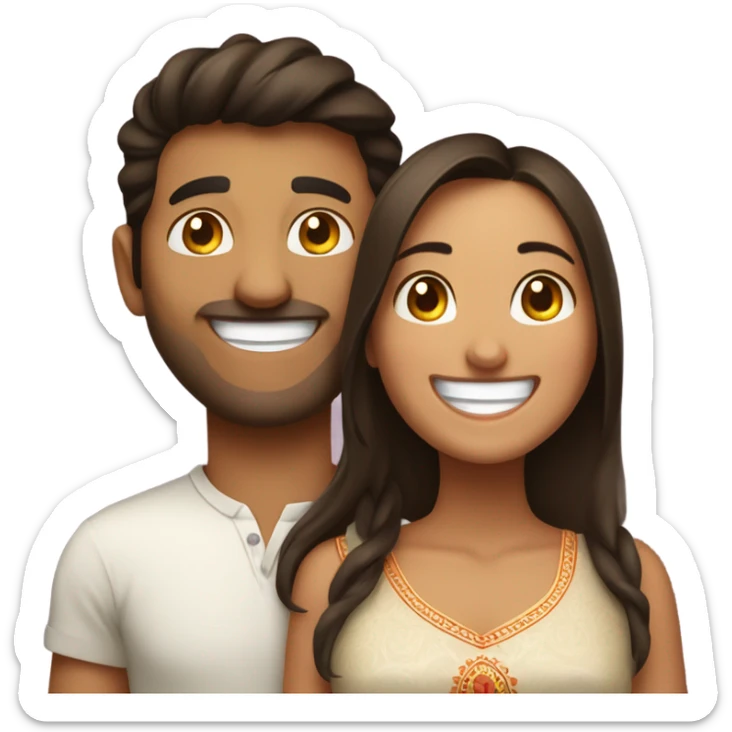 Thick brunette girl laughing with Indian man  sticker