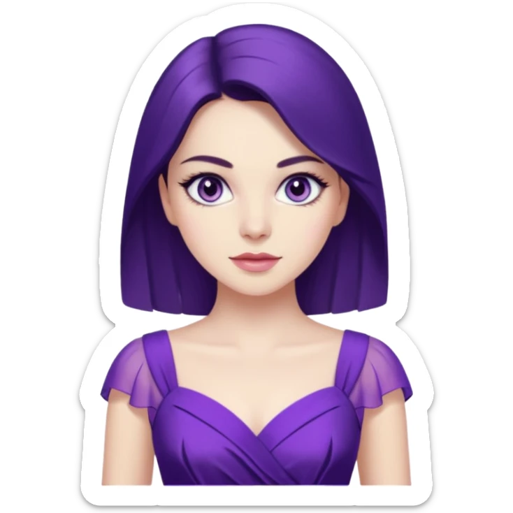 Demet özdemir as a character from game of thrones with lilac eyes and a purple dress. sticker