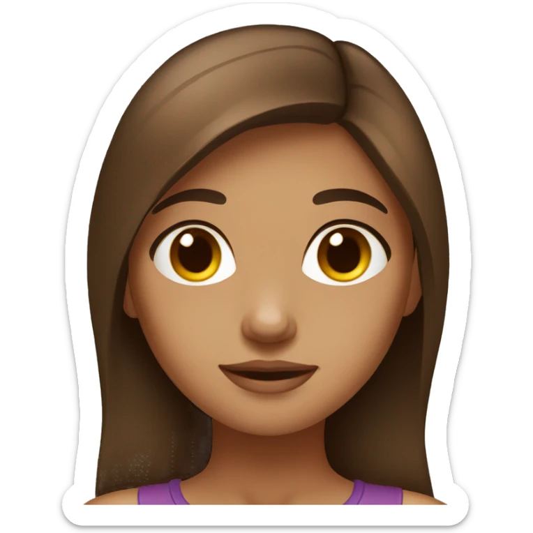 brown hair girl with brown skin color with two mole on chin  sticker