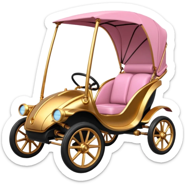 C-3PO in 1865 rose-gold painted buggy powered by electric motors and batteries  sticker