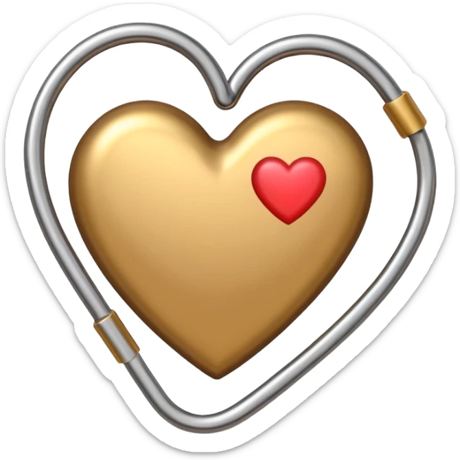 one gold paper clip and on top of the paper clip is a brown heart sticker
