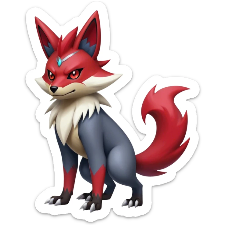 Epic Shiny Cool Edgy Badass Zangoose-Zorua-Zoroark-Pokemon-fakemon-hybrid-animal Full Body  sticker