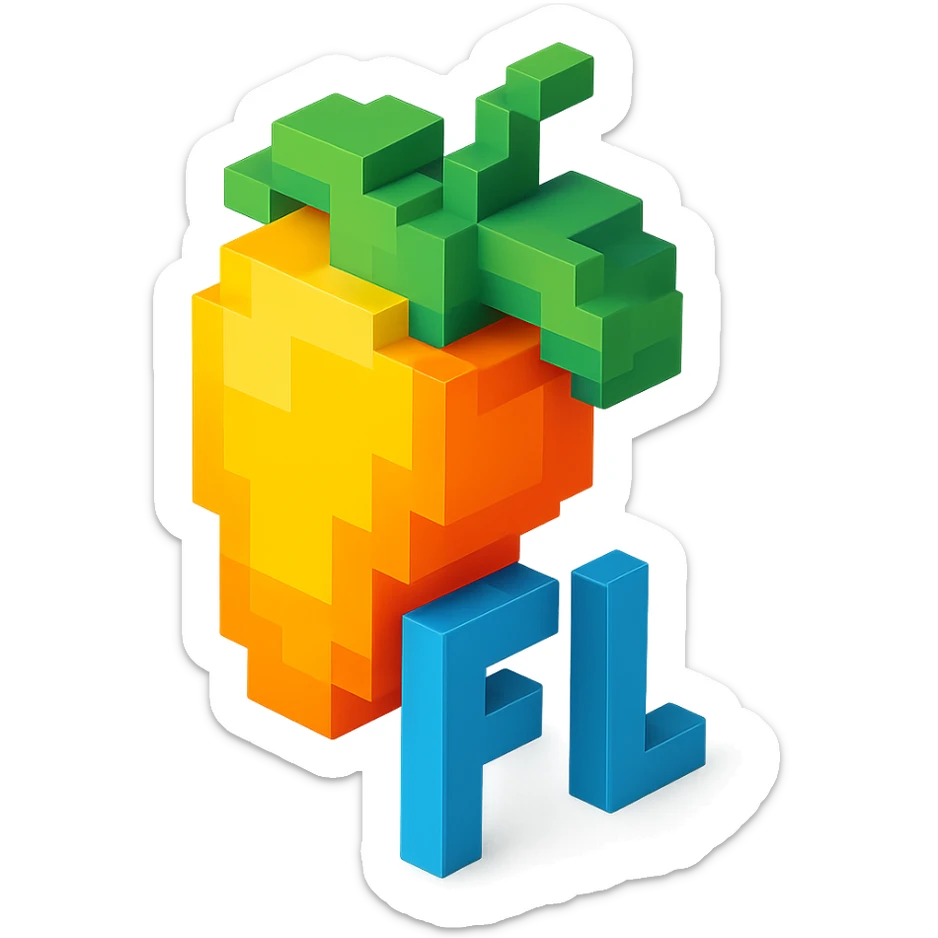 FL Studio logo, voxel style sticker