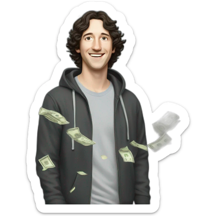 josh brener from silicon valley, realistic with hoodie dancing in the money rain sticker