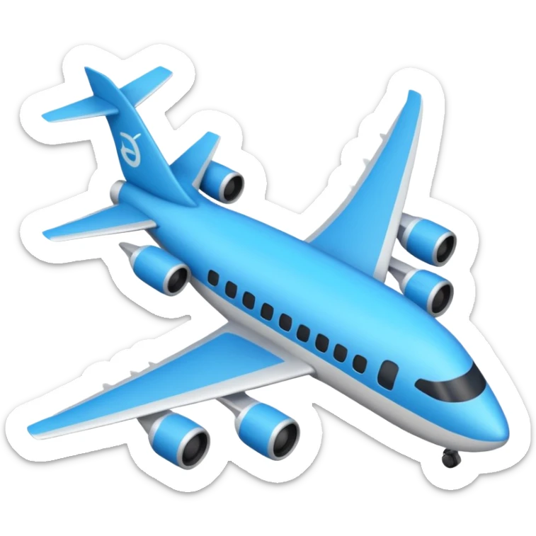 Créame un emoji que sea el contorno de un triángulo y adentro un avión azul  sticker