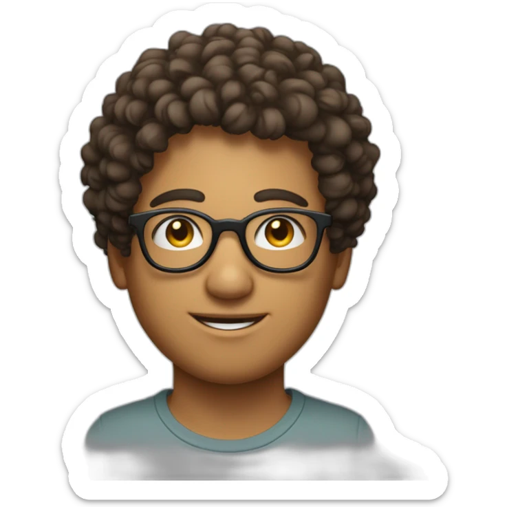 jeune homme avec les cheveux bouclée et des lunettes rondes sticker
