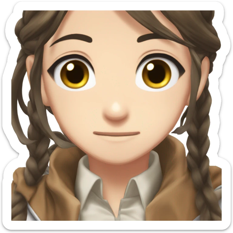 Sasha Braus brown hair hair in a ponytail anime attack on titan sticker