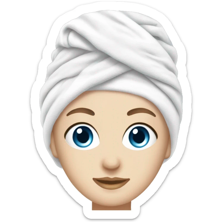 white girl blue eyes towel on head facial face mask relax spa sticker