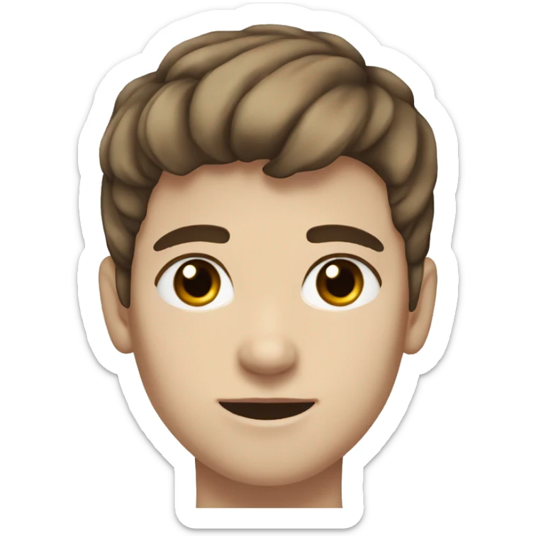 A boy teenage brown hair and white skin black eyes end thick brows  sticker