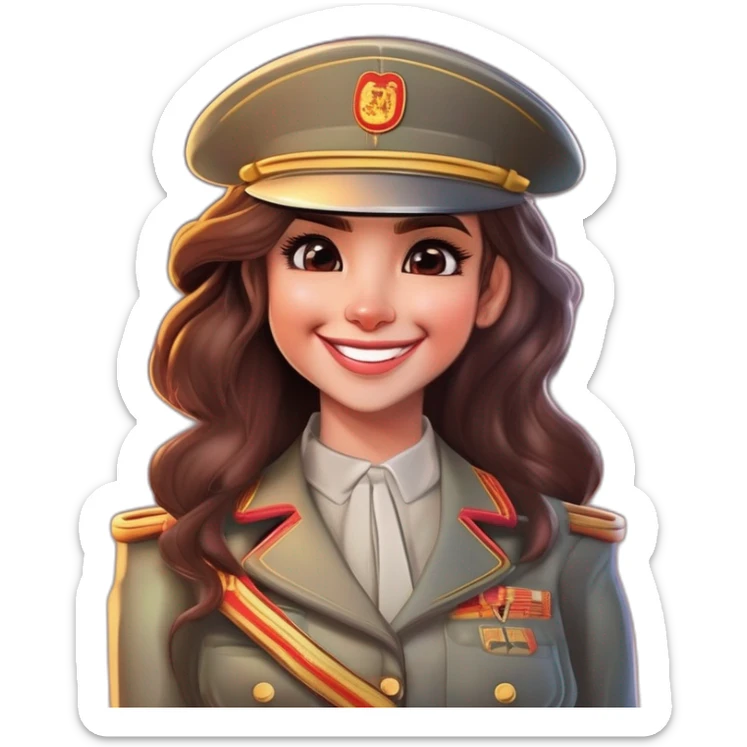 Spanish Lieutenant abadin, is a young girl that always is smailing, su color de pelo oscuro pero su piel clara sticker