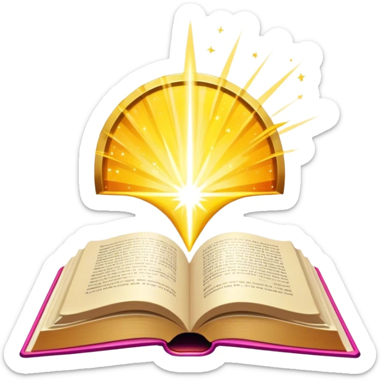 Un libro con un aura de colores vibrantes, con destellos dorados flotando a su alrededor,  un rayo de luz atravesándolo, simbolizando la explosión de creatividad sin miedo. book of creative art power  sticker