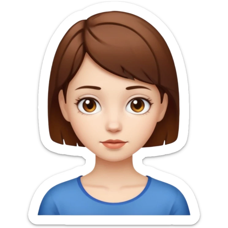 Let her be a girl with white skin and short brown hair with tips up that can be seen  sticker