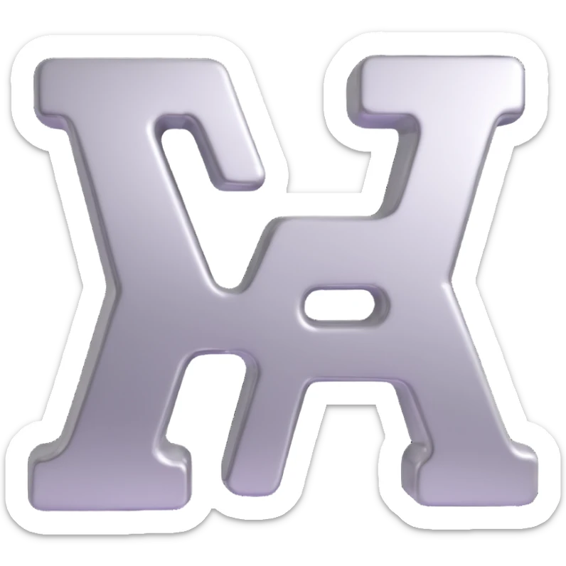 3D emoji of the word AIR, metallic silver letters with a glossy finish, floating in the air sticker
