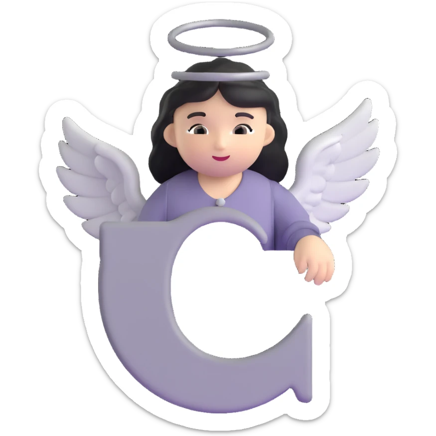 Letter C in multiple different shades of gray from light to dark, 50 shades of gray C, with angel halo sticker